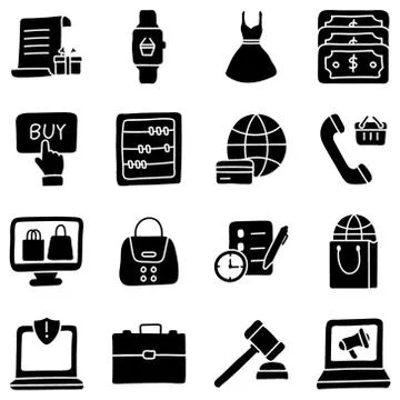 Ecommerce Glyph Icons 스톡 일러스트