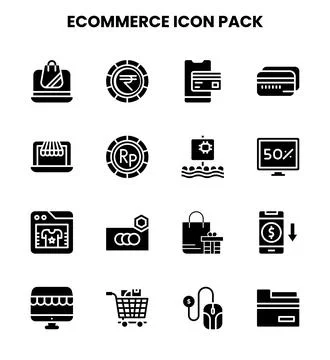 ECommerce Glyph Icons Pack Illustrazione stock
