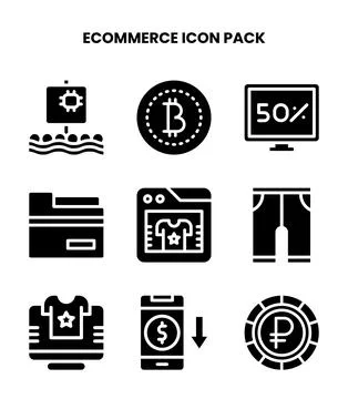 ECommerce Glyph UI Icons Pack Stock Illustration