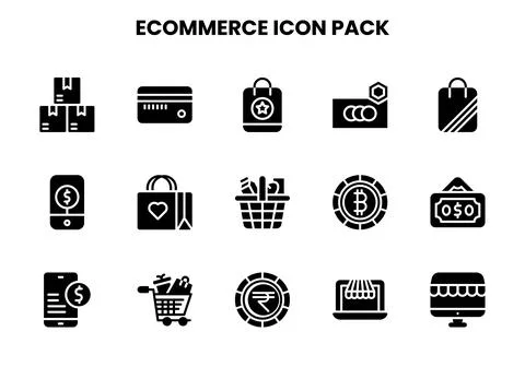 ECommerce Glyph UI Icons Pack Stock Illustration