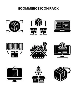 ECommerce Glyph Vector Icons Pack Stock Illustration