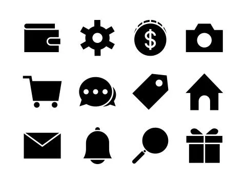 Ecommerce Icon Set Glyph Stock Illustration