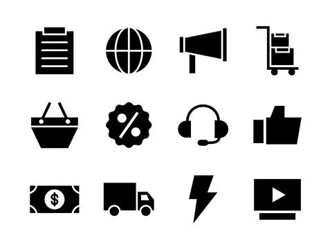 Ecommerce Icon Set Glyph Stock Illustration