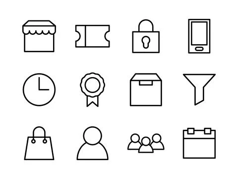 Ecommerce Icon Set Outline Stock Illustration