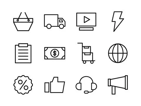 Ecommerce Icon Set Outline Stock Illustration