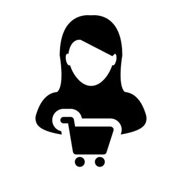 ECommerce icon vector with female customer person profile avatar symbol Stock Illustration