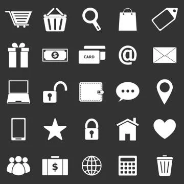 Ecommerce icons on black background Stock Illustration