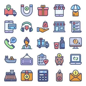 Ecommerce Icons Pack Stock Illustration