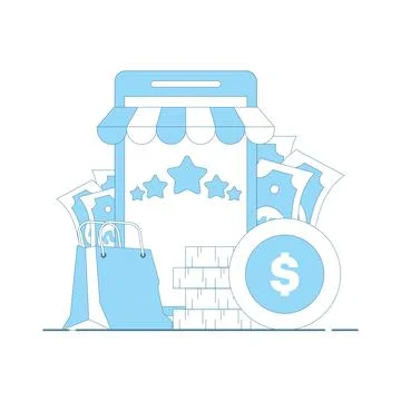 Ecommerce interface illustration featuring online store, secure digital payments 스톡 일러스트
