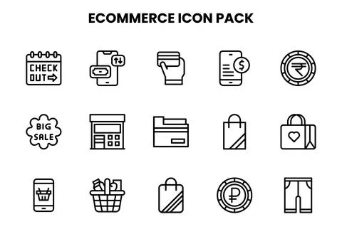 ECommerce Line Bundle Icons Pack Stock Illustration