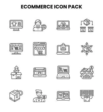 ECommerce Line Design Icons Pack Stock Illustration