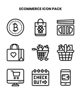 ECommerce Line Design Icons Pack Stock Illustration