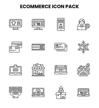 ECommerce Line Design Icons Pack Illustrazione stock
