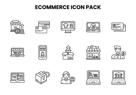 ECommerce Line Graphics Icons Pack Stock Illustration