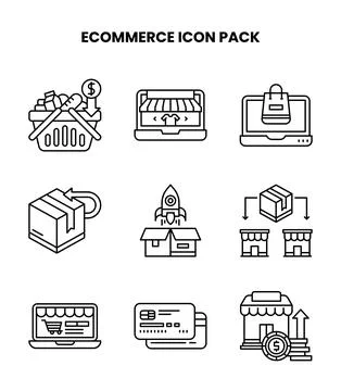 ECommerce Line Icons Pack Stock Illustration