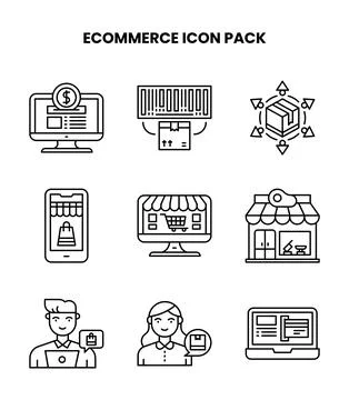 ECommerce Line Scalable Icons Pack Stock Illustration