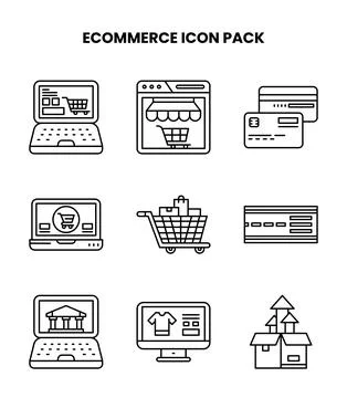 ECommerce Line Vector Icons Pack Illustrazione stock