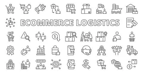 Ecommerce Logistics icons in line design. ecommerce, logistics, delivery Stock Illustration