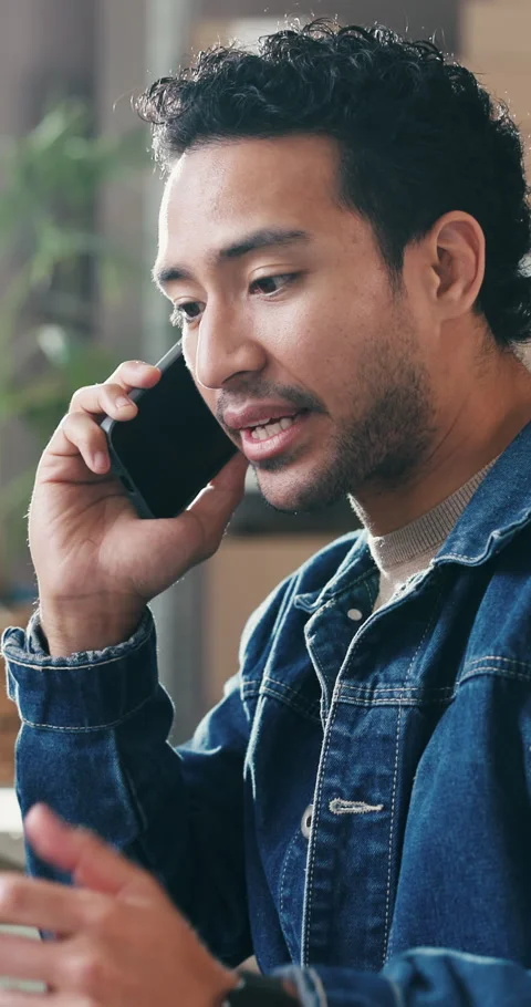Ecommerce, man and discussion in office with phone call, dispatch logistics or Stock Footage 332323933