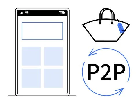 ECommerce Mobile App for Peer-to-Peer Marketplace and Online Shopping Ilustração Stock