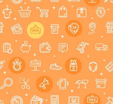 Ecommerce Online Service Pattern Background. Vector Stock Illustration