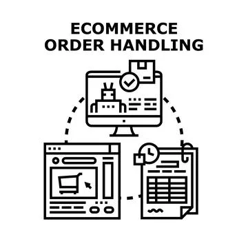 Ecommerce order handling automation process for business Stock Illustration