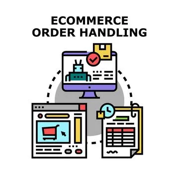 Ecommerce order handling automation process for business Stock Illustration