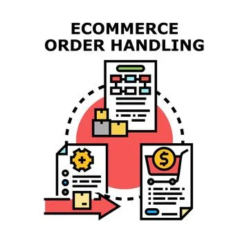 Ecommerce order processing delivery cycle concept Stock Illustration