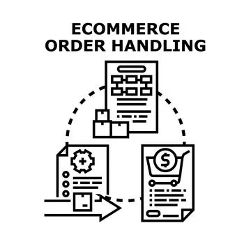 Ecommerce order processing delivery cycle concept Stock Illustration