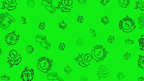 Ecommerce pattern green finance background shows money outlines ideal for digita Stock Footage 322588182
