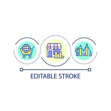 Ecommerce profits statistics loop concept icon Stock Illustration