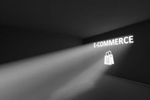 ECOMMERCE rays volume light concept 3d illustration Stock Illustration