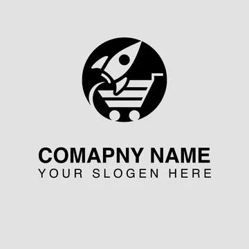 Ecommerce rocket logo design for online store and fast shipping company brand Stock Illustration