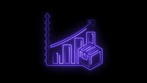 Ecommerce sales growth concept delivery box with rising bar graph neon effe.. Stock Footage 346006133