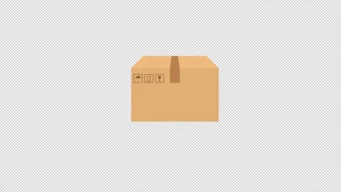 Ecommerce shipping cardboard box alpha channel animation Stock Footage 293940017
