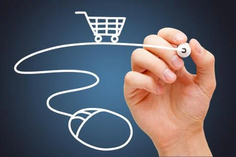 Ecommerce Shopping Cart Computer Mouse Concept 스톡 사진