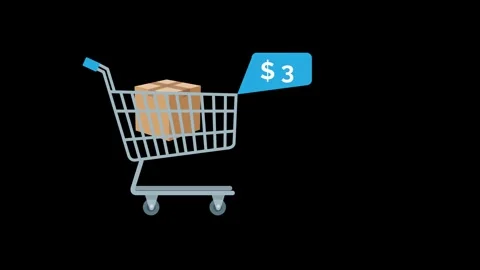 Ecommerce Shopping Cart Loop Animation with Price Tag Stock Footage 327394575