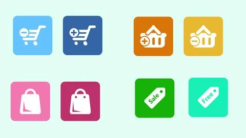 Ecommerce square icon set for business presentation, infographic and busine.. Stock Illustration