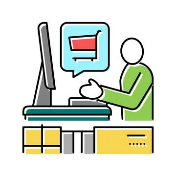 Ecommerce store owner color icon vector illustration Stock Illustration