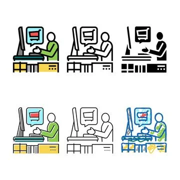 Ecommerce store owner set color icon vector Stock Illustration