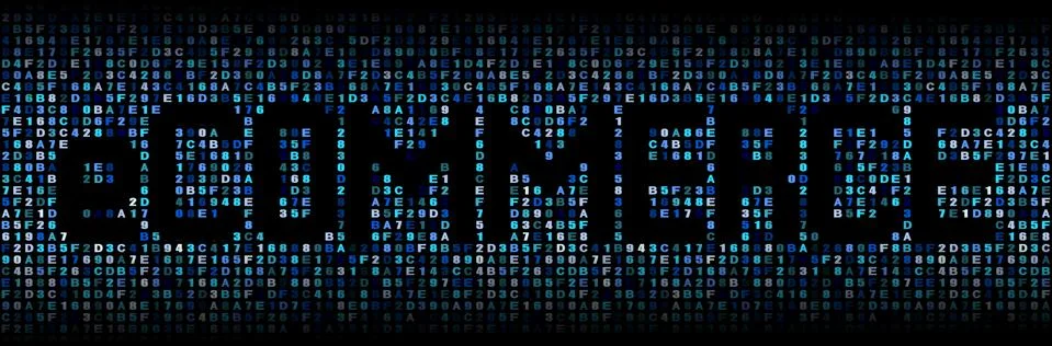 Ecommerce text on blue hex code illustration Stock Illustration