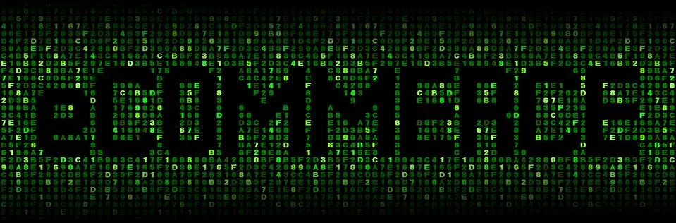 Ecommerce text on green hex code illustration Stock Illustration