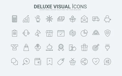 Ecommerce thin black and red line icons set, online commerce strategy, social Illustrazione stock