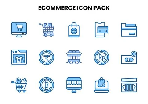 ECommerce Two Colour Graphics Icons Pack Stock Illustration