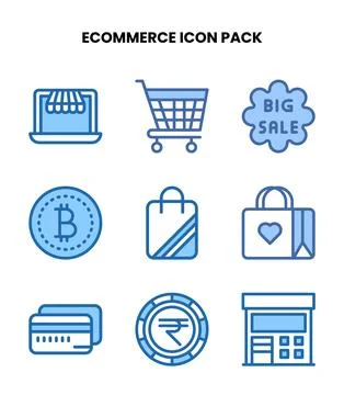 ECommerce Two Colour Graphics Icons Pack Stock Illustration