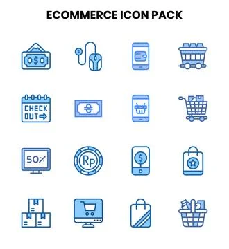 ECommerce Two Colour Graphics Icons Pack Illustrazione stock