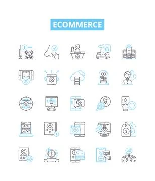 Ecommerce vector line icons set. Shopping, Online, Marketplace, Retail, Payment Stock Illustration