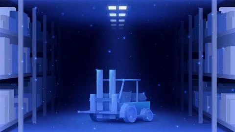 Ecommerce warehouse. Technology distribution. Forklift pallet for product Ilustración de archivo