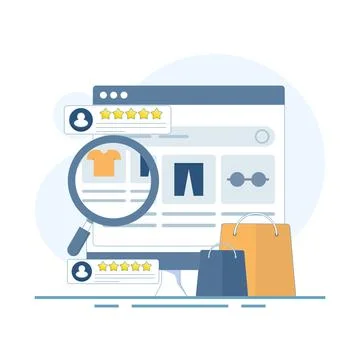 ECommerce website concept, Customer experience of shopping website. Illustration