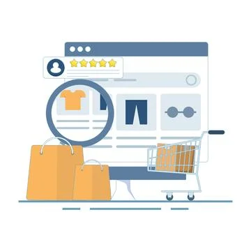 ECommerce website concept, Customer experience of shopping website. Illustration